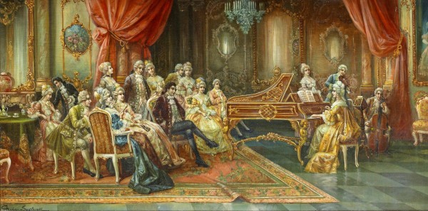Rococo interior with music making company by Stephan Sedlacek